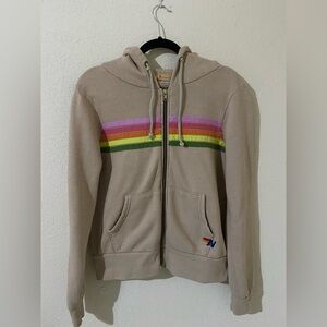 AV 5 STRIPE HOODIE - SAND // PINK // GREEN size S like new only wear one time